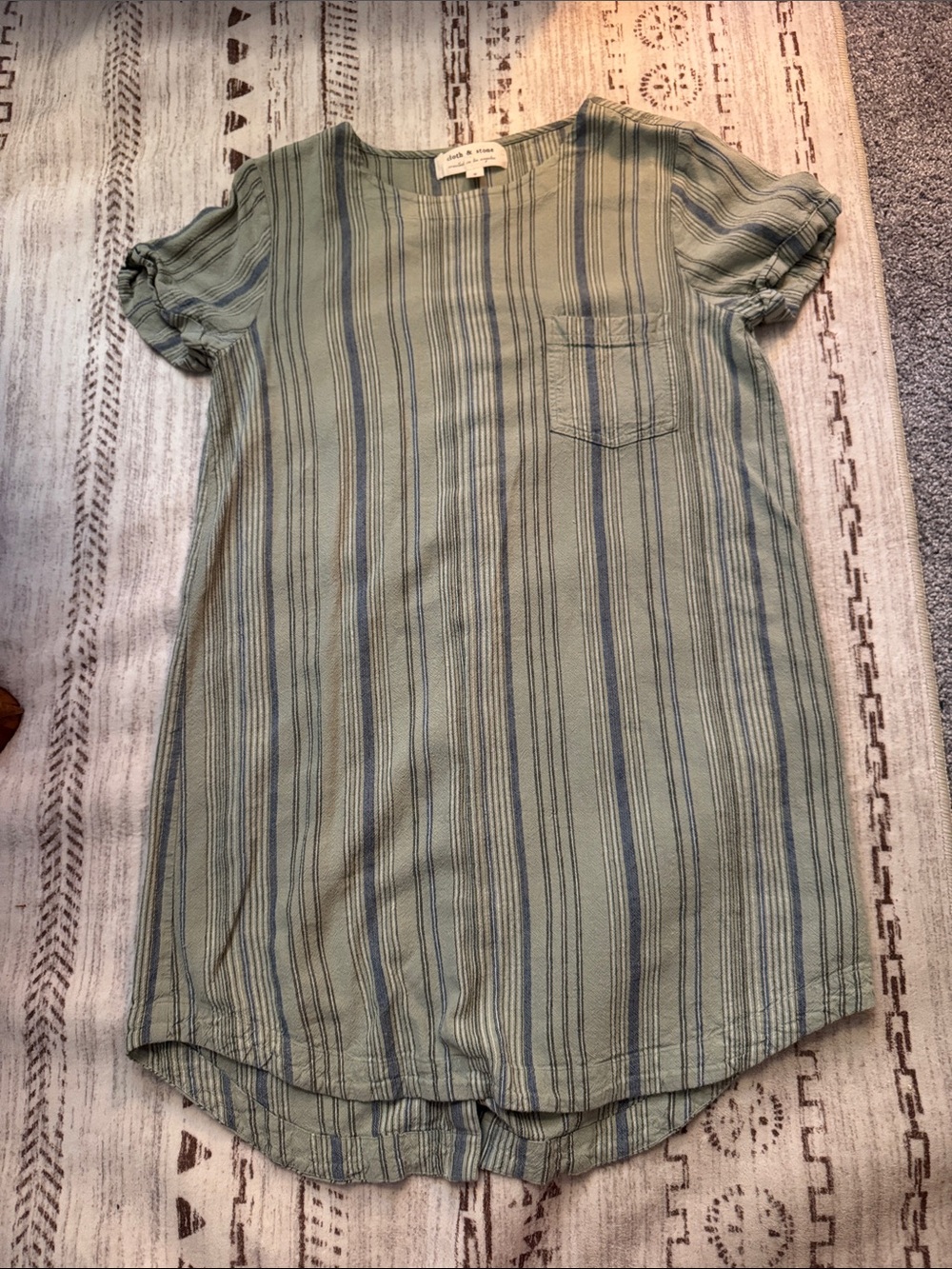 Cloth & stone Casual Striped Pocket Shirt in Blue and Cream - casual cottagecore